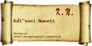 Kövesi Nanett névjegykártya